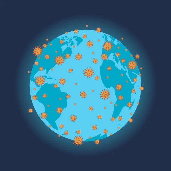 Concept of the spread COVID-19 around planet Earth. — Stockvektor