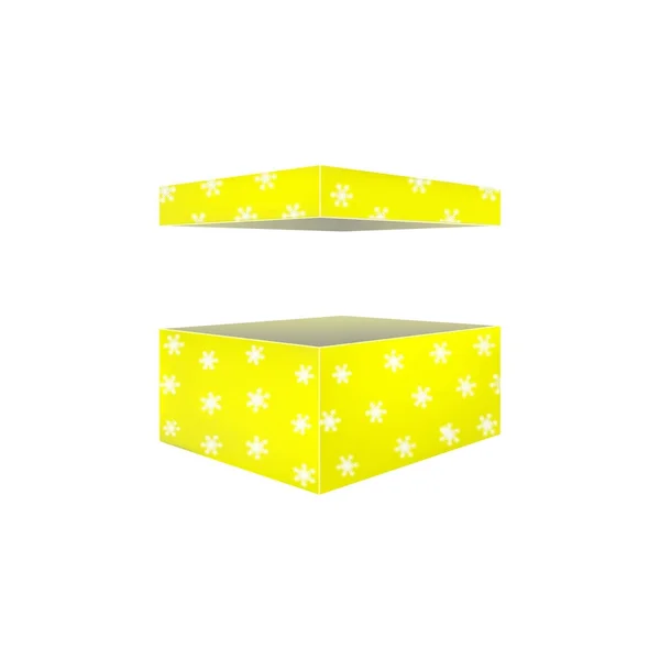 Yelow box with white snowflakes — Stock Photo, Image