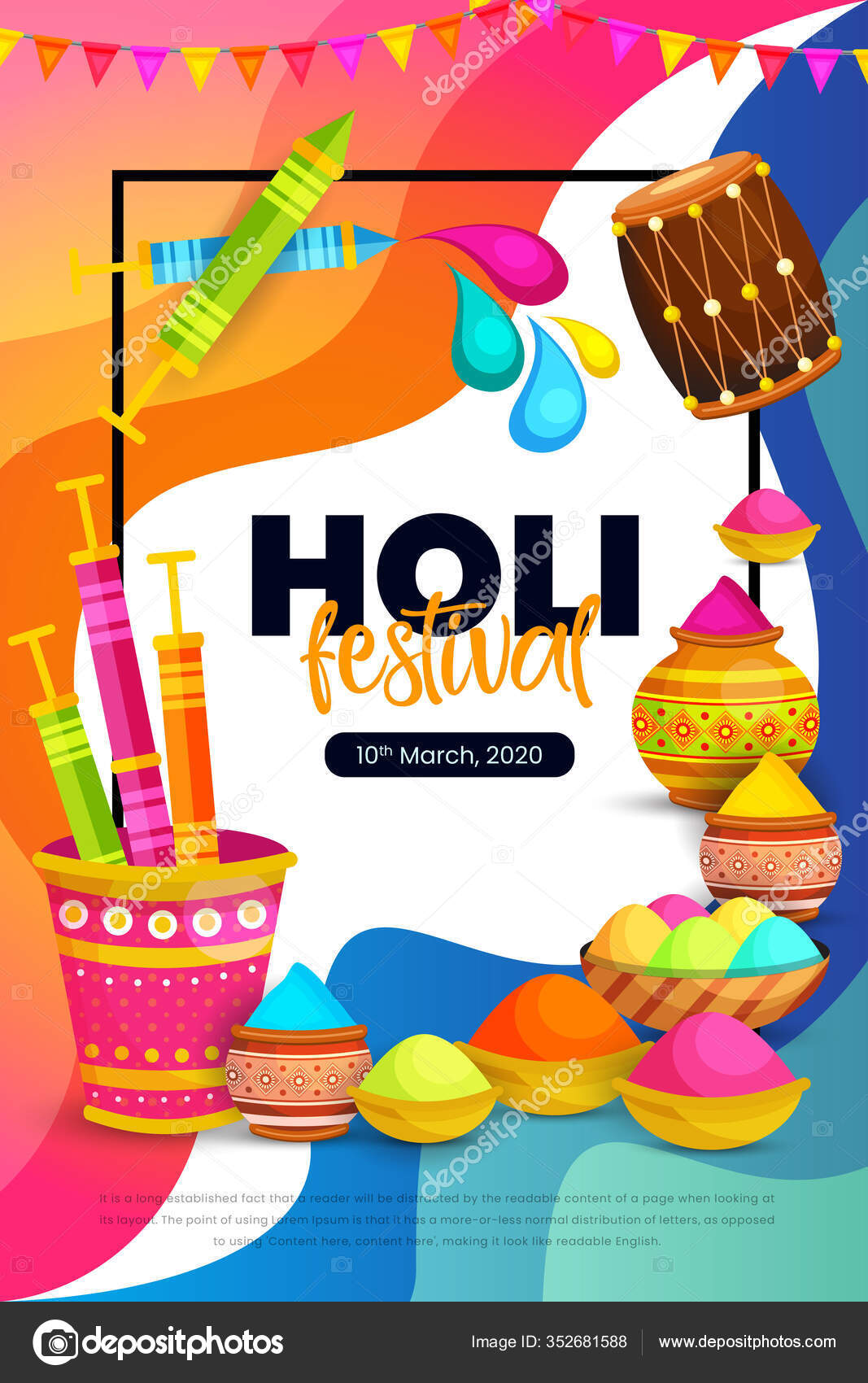 Happy Holi Festival Poster Design Stock Illustration by ...
