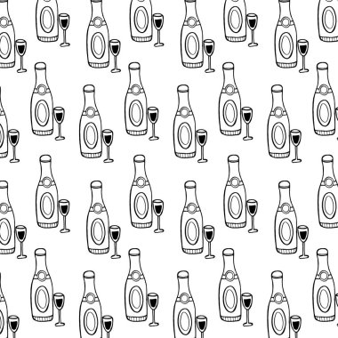 Siyah ve Beyaz Çizgi Sanatı Doğum Günü Deseni