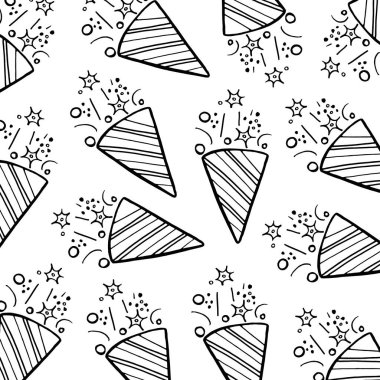 Siyah ve Beyaz Çizgi Sanatı Doğum Günü Deseni