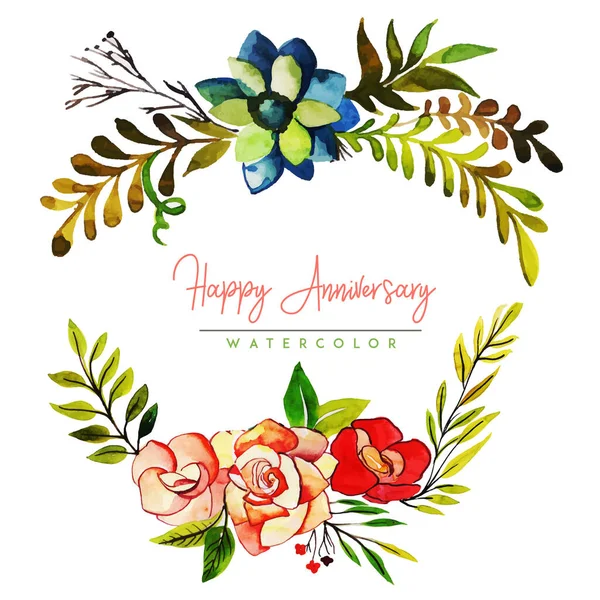 Aquarelle Floral Joyeux Anniversaire Fond — Image vectorielle