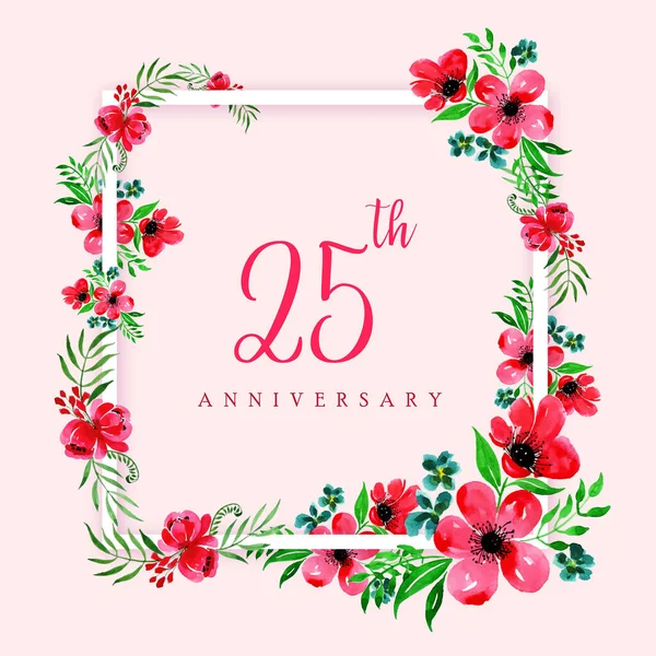 Aquarelle Floral Joyeux Anniversaire Cadre Fond — Image vectorielle