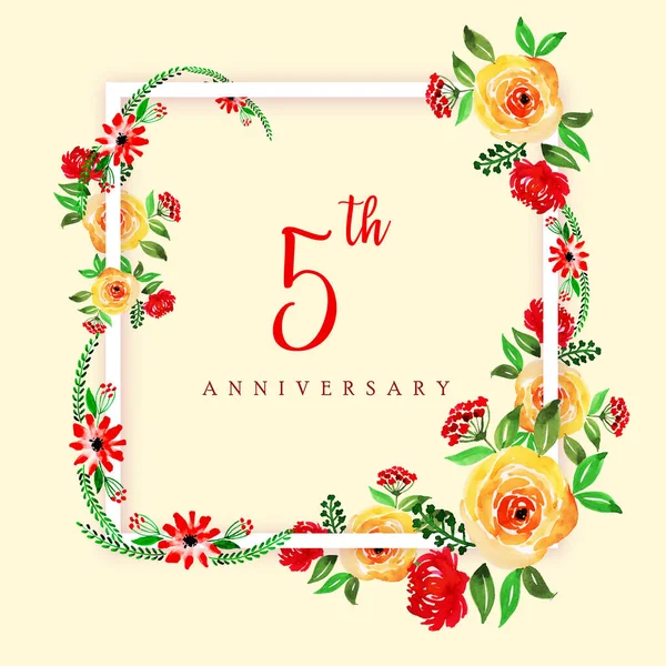 Aquarelle Floral Joyeux Anniversaire Cadre Fond — Image vectorielle