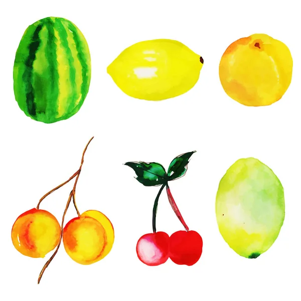 Acuarela Frutas Tendencia Colección — Vector de stock