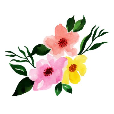 Suluboya Bahar Çiçek Elementi