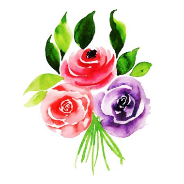 Suluboya Bahar Çiçek Elementi