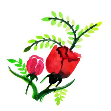 Suluboya Bahar Çiçek Elementi