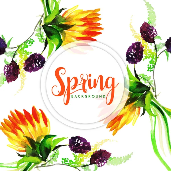 Aquarell Frühling Blumigen Hintergrund — Stockvektor