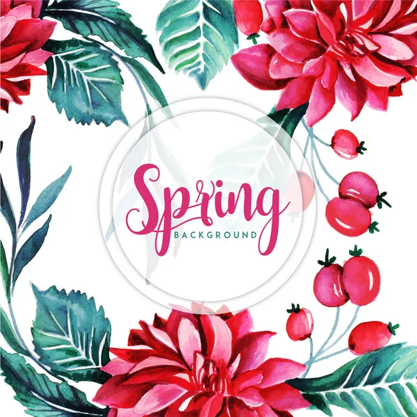 Watercolor Spring Floral Background — Stock Vector