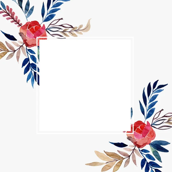 Watercolor Floral Frame Fundo Múltiplos Propósitos Para Aniversário Aniversário Casamento — Vetor de Stock