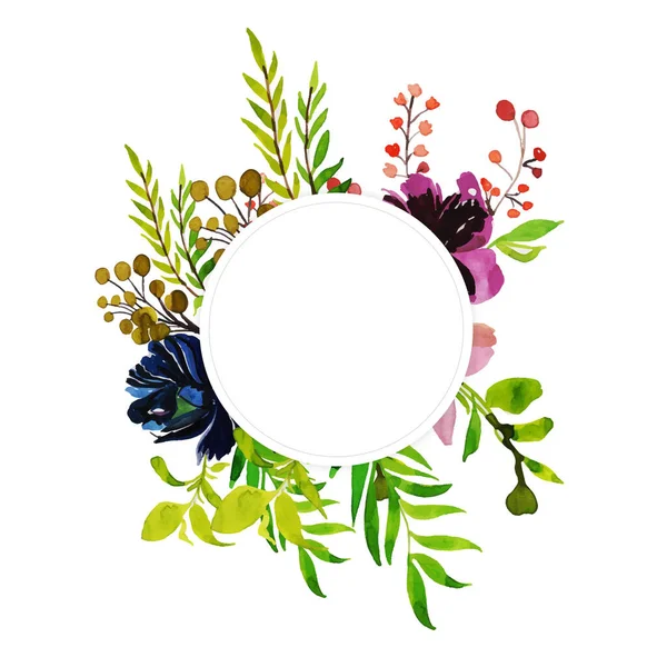 Fondo Multiusos Del Marco Floral Acuarela Para Aniversario Cumpleaños Boda — Vector de stock