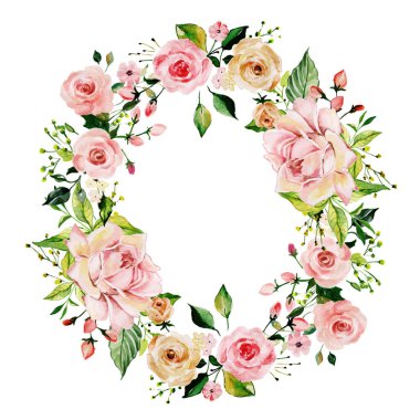 Beyaz arkaplanda izole edilmiş suluboya çiçekleri