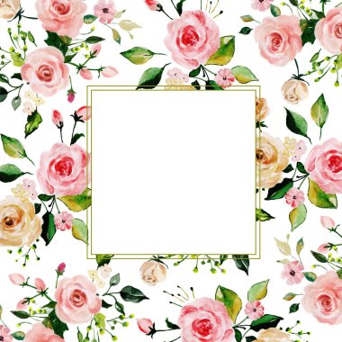 Beyaz arkaplanda izole edilmiş suluboya çiçekleri