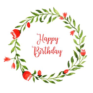 Suluboya Çiçek Mutlu Yıllar Çelengi