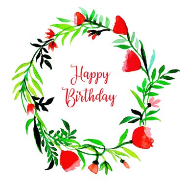 Suluboya Çiçek Mutlu Yıllar Çelengi