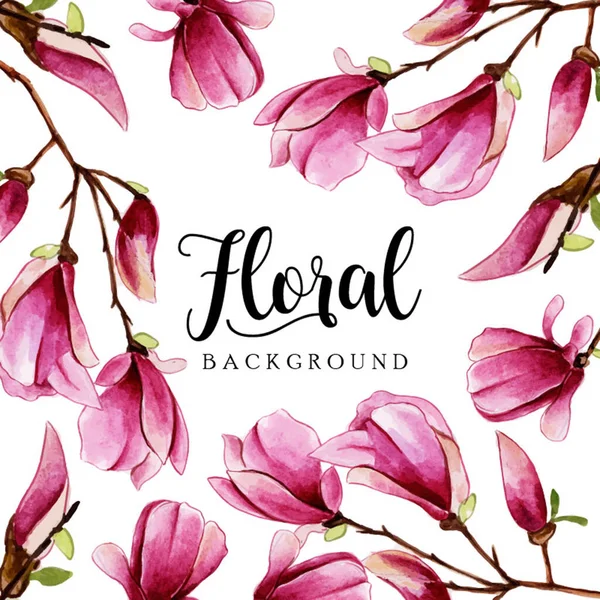 Watercolor Floral Frame Background — Stock Vector