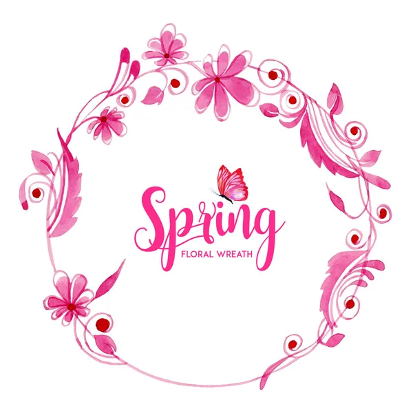 Aquarell Frühling Blumenkranz — Stockvektor