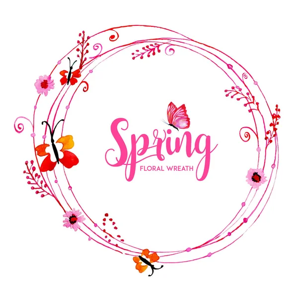 Aquarell Frühling Blumenkranz — Stockvektor