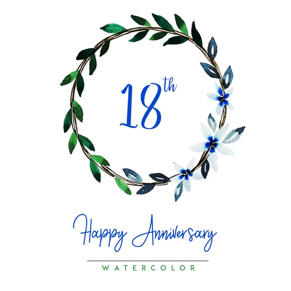 Aquarell Floral Happy Anniversary Kranz Hintergrund — Stockvektor