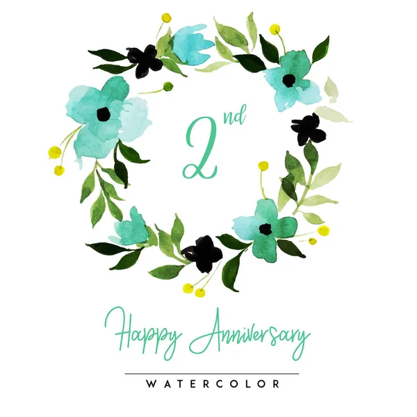 Aquarell Floral Happy Anniversary Kranz Hintergrund — Stockvektor