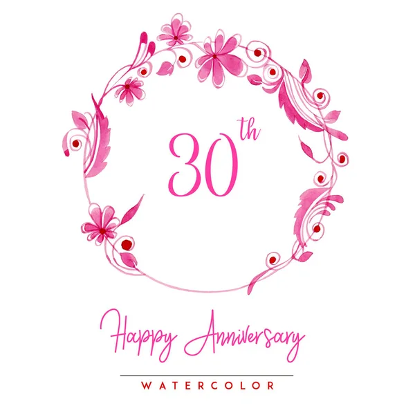 Aquarell Floral Happy Anniversary Kranz Hintergrund — Stockvektor