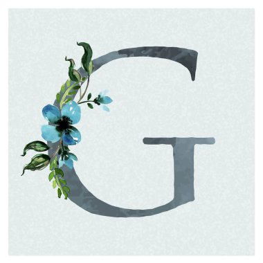 G Harfi Mavi Temalı Çiçek Arkaplanı