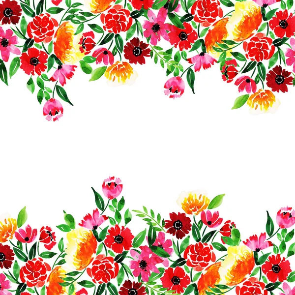 Aquarell Floral Frame Mehrzweck Hintergrund Für Jubiläum Geburtstag Hochzeit Und — Stockvektor