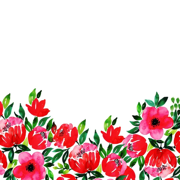 Fondo Multiusos Del Marco Floral Acuarela Para Aniversario Cumpleaños Boda — Vector de stock