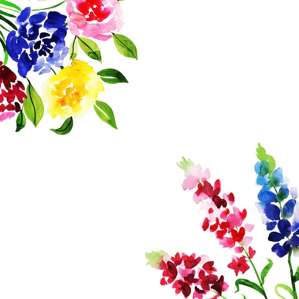 Fondo Multiusos Del Marco Floral Acuarela Para Aniversario Cumpleaños Boda — Vector de stock