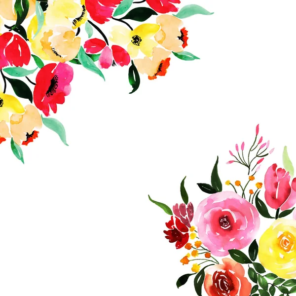 Цветочные Рамки Акварели Многоцелевой Фон Юбилея Дня Рождения Свадьбы Других — стоковый вектор