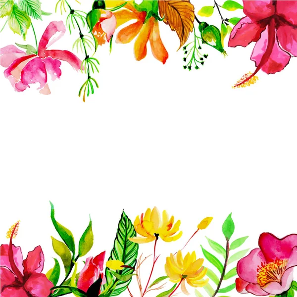 Watercolor Floral Frame Fundo Múltiplos Propósitos Para Aniversário Aniversário Casamento — Vetor de Stock