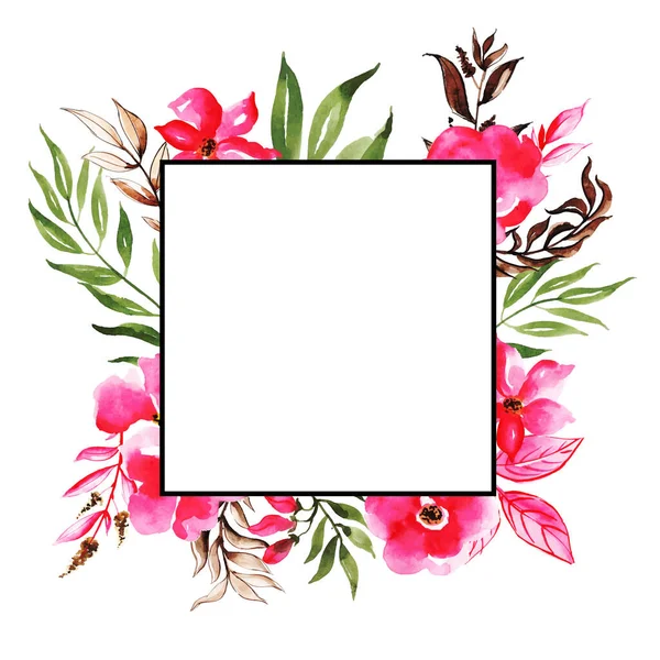 Aquarell Floral Frame Mehrzweck Hintergrund Für Jubiläum Geburtstag Hochzeit Und — Stockvektor