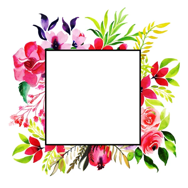 Aquarelle Floral Frame Multi Purpose Fond Pour Anniversaire Anniversaire Mariage — Image vectorielle