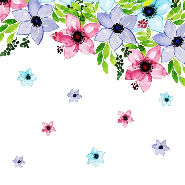 Fondo Multiuso Floral Acuarela Para Aniversario Cumpleaños Boda Otras Celebraciones — Vector de stock