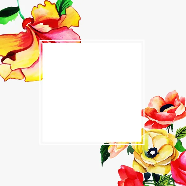 Watercolor Floral Frame Fundo Múltiplos Propósitos Para Aniversário Aniversário Casamento — Vetor de Stock