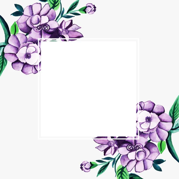 Watercolor Floral Frame Fundo Múltiplos Propósitos Para Aniversário Aniversário Casamento — Vetor de Stock