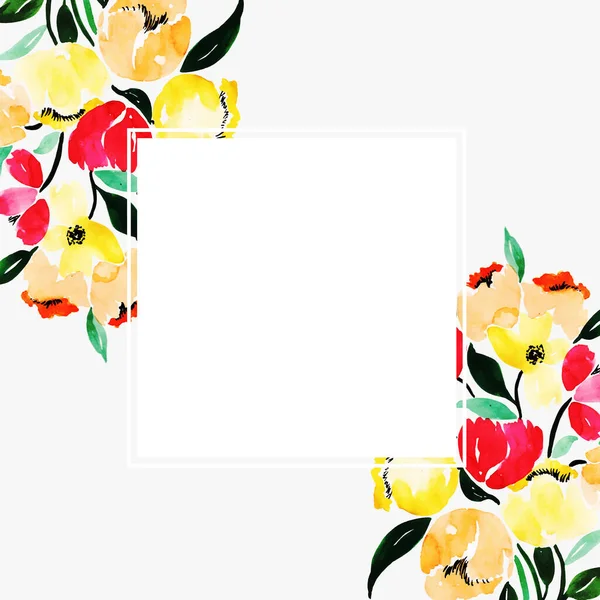 Watercolor Floral Frame Multi Purpose Background Ювілею Дня Народження Весілля — стоковий вектор