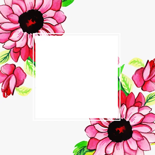Akvarell Blommig Ram Multi Purpose Bakgrund För Årsdagen Födelsedag Bröllop — Stock vektor
