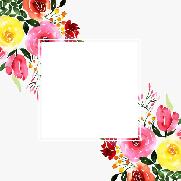 Watercolor Floral Frame Fundo Múltiplos Propósitos Para Aniversário Aniversário Casamento — Vetor de Stock