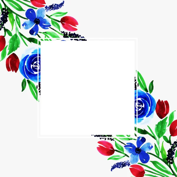 Watercolor Floral Frame Fundo Múltiplos Propósitos Para Aniversário Aniversário Casamento — Vetor de Stock