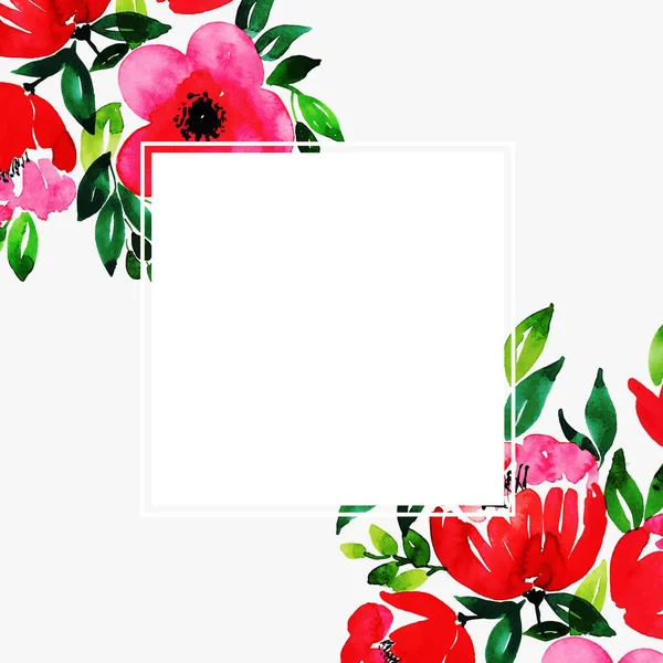 Aquarell Floral Frame Mehrzweck Hintergrund Für Jubiläum Geburtstag Hochzeit Und — Stockvektor