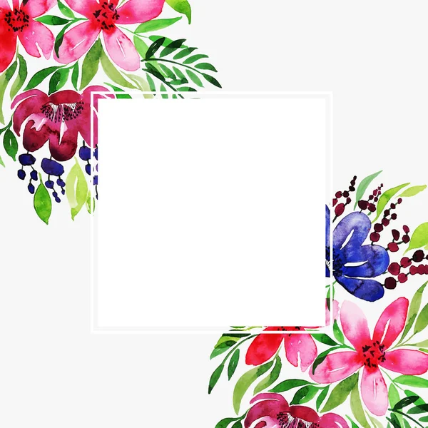 Akvarell Floral Frame Többcélú Háttér Évforduló Születésnap Esküvő Egyéb Ünnepségek — Stock Vector