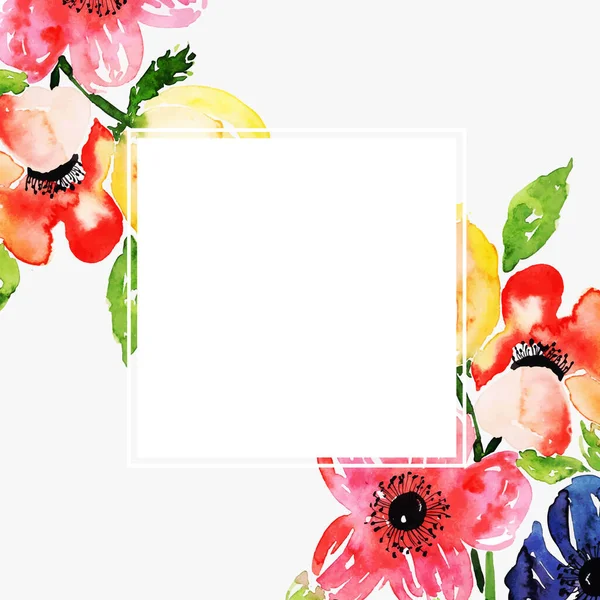 Υδατογραφία Floral Frame Multi Purpose Ιστορικό Για Την Επέτειο Γενέθλια — Διανυσματικό Αρχείο