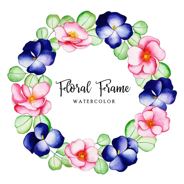 Aquarel Bloemen Frame Sjabloon — Stockvector