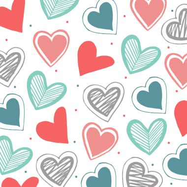 El Çizimi Renkli Kalpler Sevgililer Günü Arkaplanı