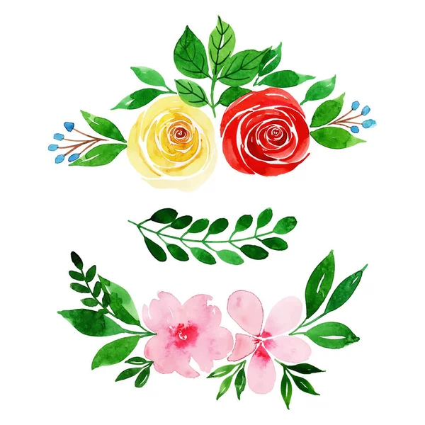 Akvarell Virágkollekció Sablonja — Stock Vector