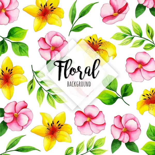 Watercolor Floral Pattern Background — Stock Vector