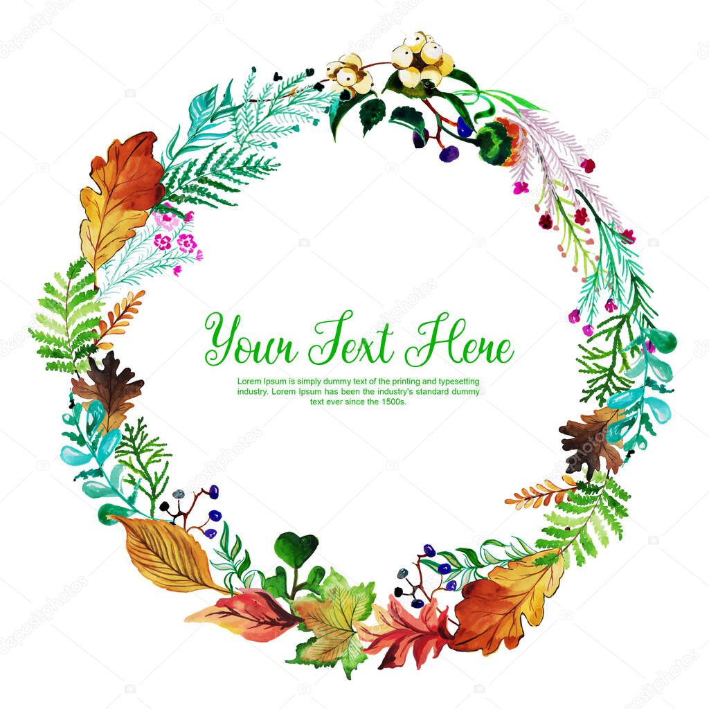 Watercolor Floral and Leaves Wreath Multi-Purpose Background