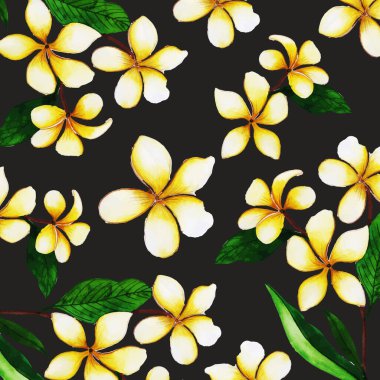 Koyu arkaplanda renkli çiçekleri olan pürüzsüz desen